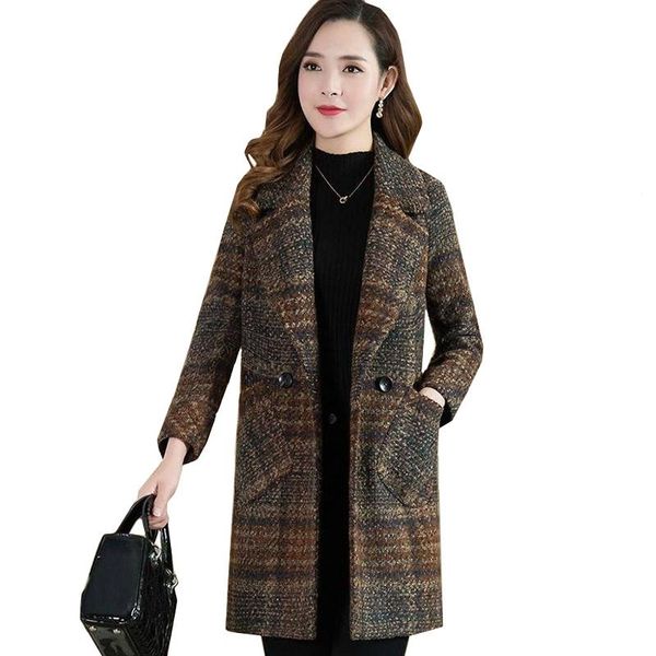 women's wool & blends middle-aged mothers plaid woolen jacket 2021 spring autumn turn down collar slim coat large size warm thick women, Black
women's wool & blends middle-aged mothers plaid woolen jacket 2021 spring autumn turn down collar slim coat large size warm thick women, Black
