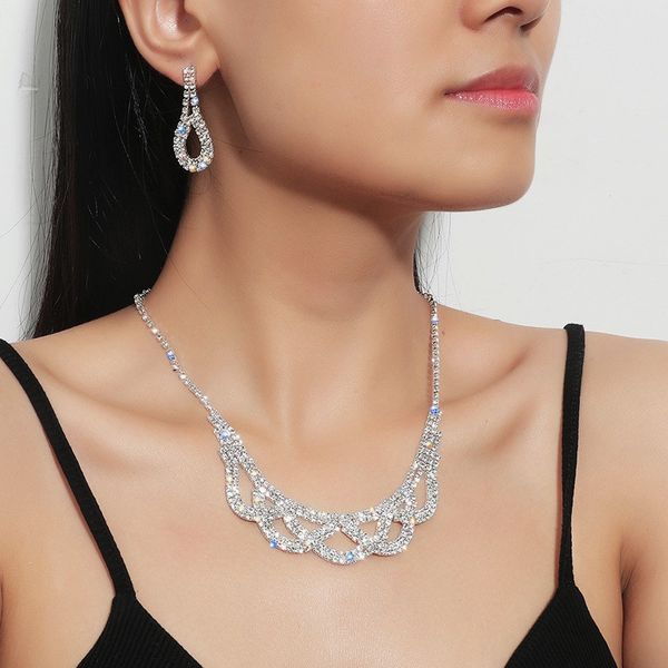 bridal jewelry necklace and earrings two-piece set korean simple rhinestone bride wedding dress accessories, White
bridal jewelry necklace and earrings two-piece set korean simple rhinestone bride wedding dress accessories, White