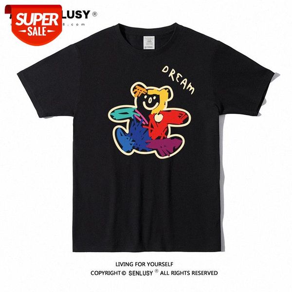 color bear short-sleeved cotton t-shirt for men and women fun bottoming shirt #ma9t, White;black
color bear short-sleeved cotton t-shirt for men and women fun bottoming shirt #ma9t, White;black