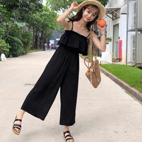 women jumpsuits solid casual ankle-length ruffles front wide leg drape korean style fashion trendy high waist student chic sweet women', Black;white
women jumpsuits solid casual ankle-length ruffles front wide leg drape korean style fashion trendy high waist student chic sweet women', Black;white
