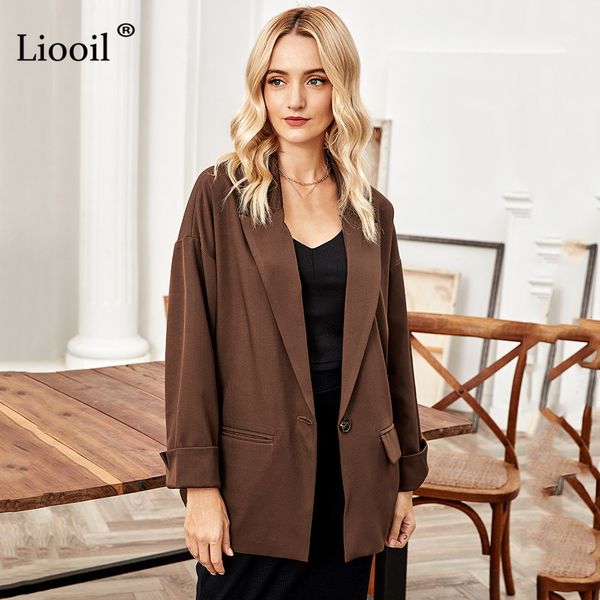 jacket brown suit coats women full sleeve single button turn-down collar with pockets female autumn winter office lady outwear 31qf, Black;brown
jacket brown suit coats women full sleeve single button turn-down collar with pockets female autumn winter office lady outwear 31qf, Black;brown