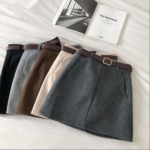womens skirts solid color woolen saia micro mini female faldas warm winter short ladies with belt jupe femme, Black
womens skirts solid color woolen saia micro mini female faldas warm winter short ladies with belt jupe femme, Black