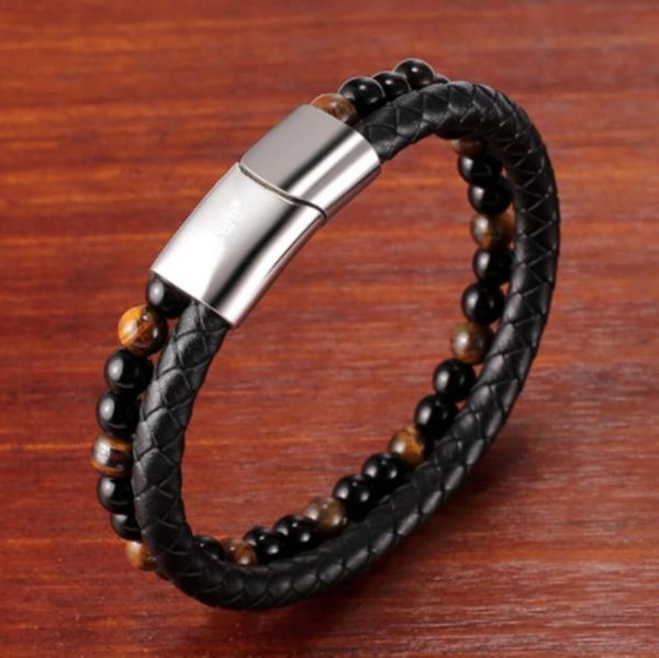tennis vintage classic black leather magnetic buckle beaded bracelet for men's women's punk wrapping bangle fashion trend jewelry, Golden;silver
tennis vintage classic black leather magnetic buckle beaded bracelet for men's women's punk wrapping bangle fashion trend jewelry, Golden;silver