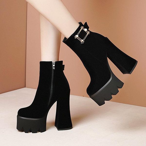 boots 15cm super high heel ankle autumn women faux suede platform zipper winter fashion shoes 2021 big size 41 42 43, Black
boots 15cm super high heel ankle autumn women faux suede platform zipper winter fashion shoes 2021 big size 41 42 43, Black