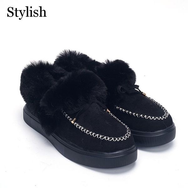 boots snow women cute shoes bow-not solid plush ladies flats plus size flock fashion warm slip on winter ankle, Black
boots snow women cute shoes bow-not solid plush ladies flats plus size flock fashion warm slip on winter ankle, Black
