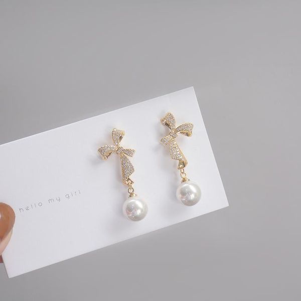 dangle & chandelier korean fashion jewelry 14k real gold plating exquisite copper inlaid zircon bow earrings sweet beauty pearl pendant, Silver
dangle & chandelier korean fashion jewelry 14k real gold plating exquisite copper inlaid zircon bow earrings sweet beauty pearl pendant, Silver