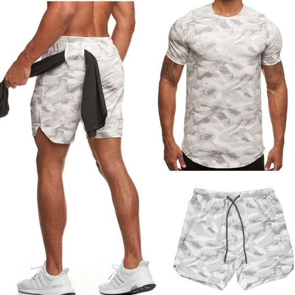 men's tracksuits 2-piece set camouflage printed t-shirt sports suit couple quick dry casual running summer short sleeve shorts, Gray
men's tracksuits 2-piece set camouflage printed t-shirt sports suit couple quick dry casual running summer short sleeve shorts, Gray