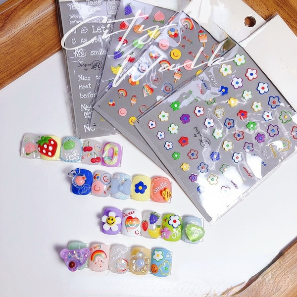 full colour fruit smile ice cream flower 5d emboss engraved nail stickers nail art decorations nail decals design, Black
full colour fruit smile ice cream flower 5d emboss engraved nail stickers nail art decorations nail decals design, Black