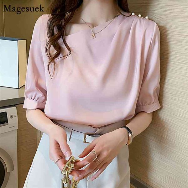 korean ol style summer blouse short sleeve satin shirts women casual skew collar solid plus size 14235 210512, White
korean ol style summer blouse short sleeve satin shirts women casual skew collar solid plus size 14235 210512, White