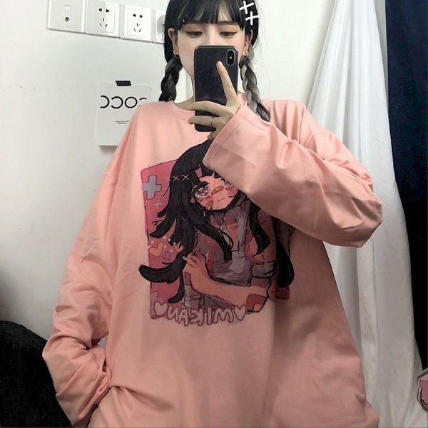 women's t-shirt ins cartoon printed goth tshirt preppy long sleeve autumn women korean style t-shirt punk tees fashion t shrt bwul, White
women's t-shirt ins cartoon printed goth tshirt preppy long sleeve autumn women korean style t-shirt punk tees fashion t shrt bwul, White
