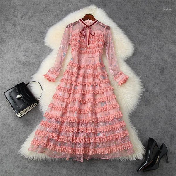fashion designers runway dress women elegant long sleeve ruffle patchwork lace midi party vestidos casual dresses, Black;gray
fashion designers runway dress women elegant long sleeve ruffle patchwork lace midi party vestidos casual dresses, Black;gray