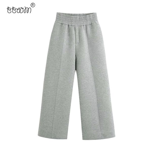 bbwm women chic fashion gray flannel wide leg pants vintage female high elastic waist loose ankle trousers 210520, Black;white
bbwm women chic fashion gray flannel wide leg pants vintage female high elastic waist loose ankle trousers 210520, Black;white