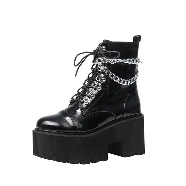 patent leather gothic black boots women heel chain chunky platform female punk style zipper
patent leather gothic black boots women heel chain chunky platform female punk style zipper