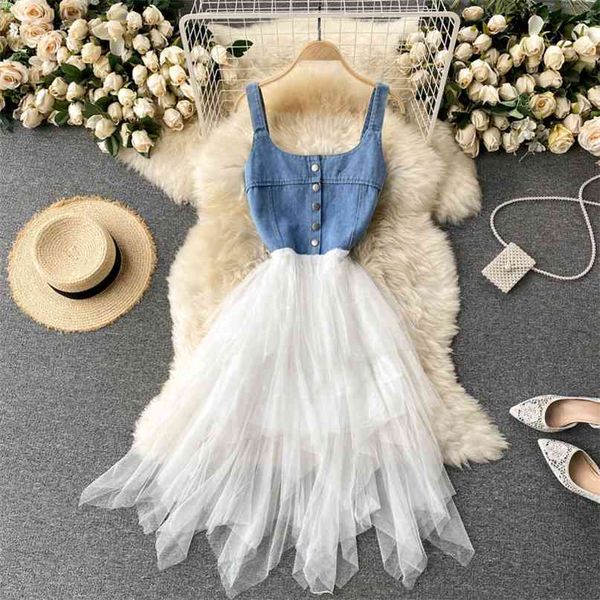 women fashion retro denim stitching irregular mesh vest dress summer sleeveless vintage clothing vestidos r956 210527, Black;gray
women fashion retro denim stitching irregular mesh vest dress summer sleeveless vintage clothing vestidos r956 210527, Black;gray