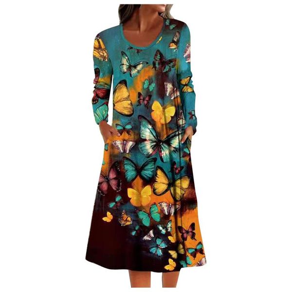 casual dresses fashoin butterfly print long sleeve mid-calf dress female with pocket sundress summer loose generous o-neck vestidos robe, Black;gray
casual dresses fashoin butterfly print long sleeve mid-calf dress female with pocket sundress summer loose generous o-neck vestidos robe, Black;gray