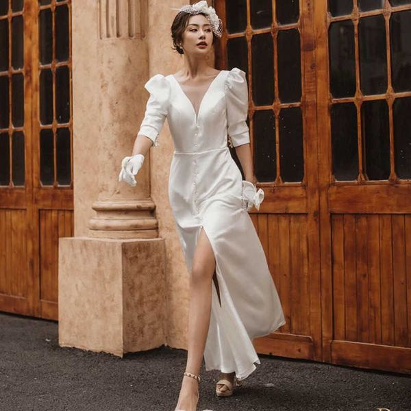 luxury evening dress french light simple travel shooting v-neck super fairy small tail slim 2021 bride wedding white, Black;gray
luxury evening dress french light simple travel shooting v-neck super fairy small tail slim 2021 bride wedding white, Black;gray