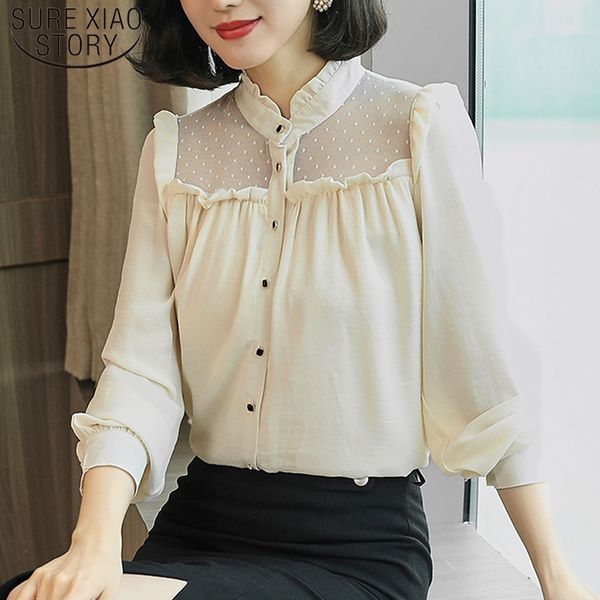 autumn korean full chiffon shirt loose temperament solid hollow out women stand long sleeve blouses 5750 50 210510, White
autumn korean full chiffon shirt loose temperament solid hollow out women stand long sleeve blouses 5750 50 210510, White