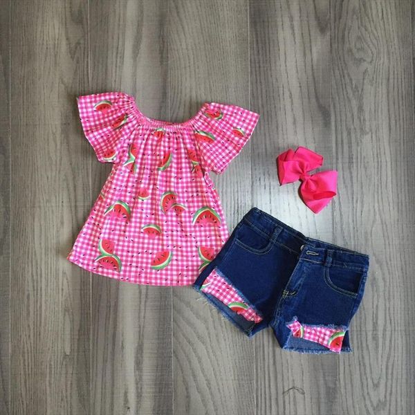 baby girls summer clothes watermelon print jeans shorts girl outfits with bow, White
baby girls summer clothes watermelon print jeans shorts girl outfits with bow, White