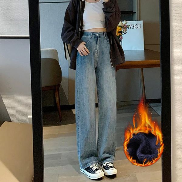 women's jeans fiords korean fashion winter thicken cashmere mom vintage warm straight women casual full length high waist jean, Blue
women's jeans fiords korean fashion winter thicken cashmere mom vintage warm straight women casual full length high waist jean, Blue