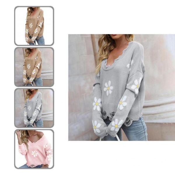 women's sweaters autumn winter stylish broken holes loose-fitting sweater knitted flower pattern for travel, White;black
women's sweaters autumn winter stylish broken holes loose-fitting sweater knitted flower pattern for travel, White;black