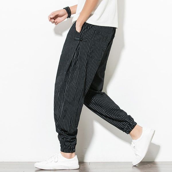 spring summer men's striped casual thin fashion loose large size tactical trousers chinese style breathable cotton harem pants, Black
spring summer men's striped casual thin fashion loose large size tactical trousers chinese style breathable cotton harem pants, Black