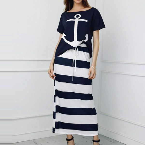 women's tracksuits women off shoulder two piece sets hope boat anchor print t-shirt striped skirt summer casual 2, Gray
women's tracksuits women off shoulder two piece sets hope boat anchor print t-shirt striped skirt summer casual 2, Gray