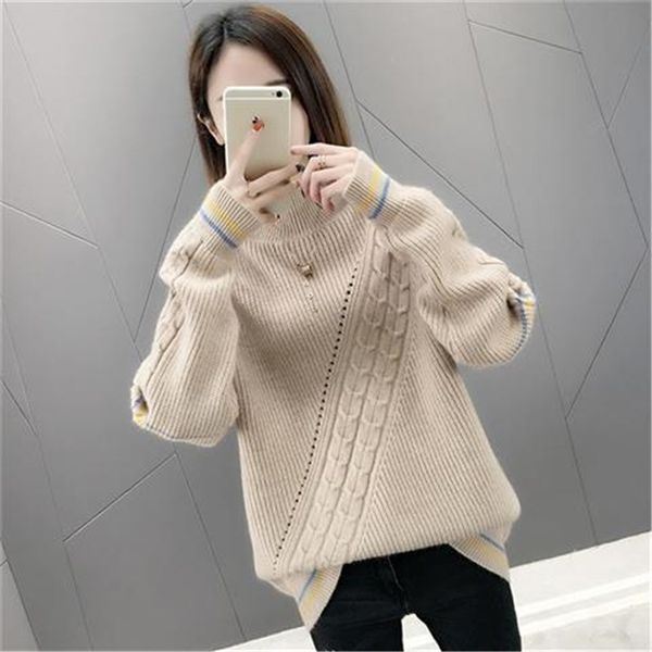 women sweater striped casual female pullover warm winter long sleeve turtleneck cotton knitted 210427, White;black
women sweater striped casual female pullover warm winter long sleeve turtleneck cotton knitted 210427, White;black