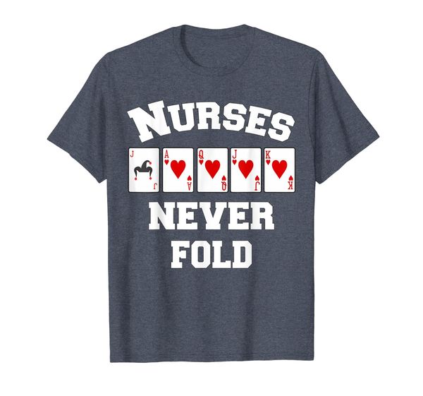 nurses never fold shirt - royal flush hearts, White;black