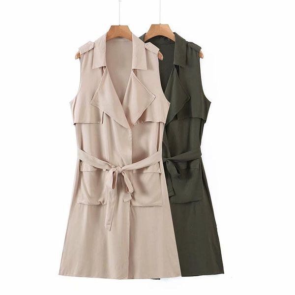 women's trench coats spring 2021 street fashion temperament casual sleeveless windbreaker jacket ladies lapel collar with belt, Tan;black
women's trench coats spring 2021 street fashion temperament casual sleeveless windbreaker jacket ladies lapel collar with belt, Tan;black