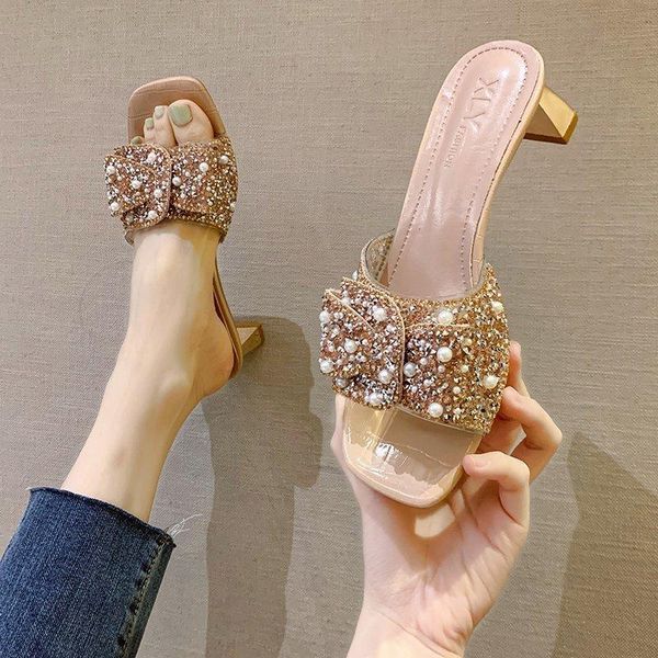 female shoes glitter slides ladies' slippers butterfly-knot square heel low fashion women heels 2021 jelly summer block luxury, Black
female shoes glitter slides ladies' slippers butterfly-knot square heel low fashion women heels 2021 jelly summer block luxury, Black