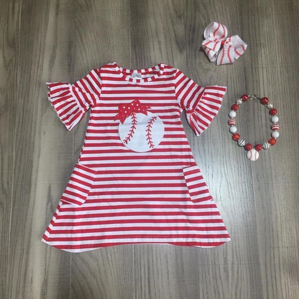 baby girls kidswear children clothes baseball dress knee length red stripes pocket cotton boutique match bow amp necklace, White
baby girls kidswear children clothes baseball dress knee length red stripes pocket cotton boutique match bow amp necklace, White