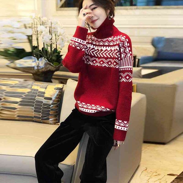high neck red sweater women's loose outer pullover sweater european fashion brand autumn 2021 new style, Black
high neck red sweater women's loose outer pullover sweater european fashion brand autumn 2021 new style, Black