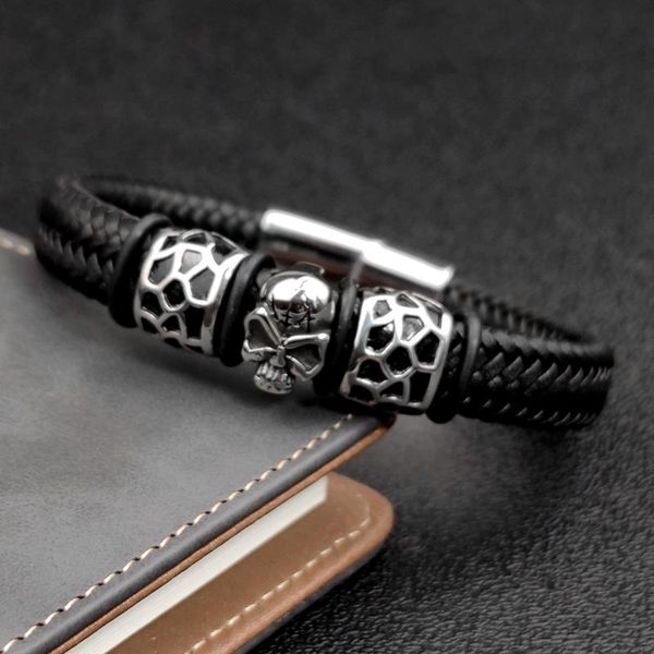 bohemian charm men's jewelry 316l stainless steel ghost head 12mm*6mm bracelet black leather magnetic button bracelets, Golden;silver
bohemian charm men's jewelry 316l stainless steel ghost head 12mm*6mm bracelet black leather magnetic button bracelets, Golden;silver