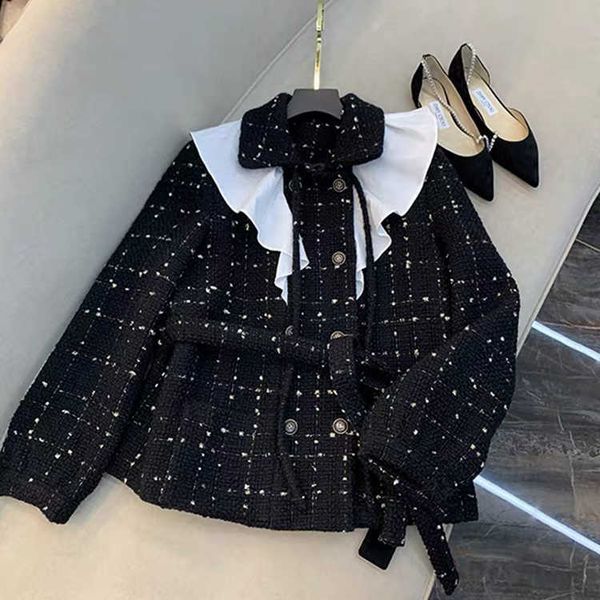 women's jackets autumn and winter french black white collar lotus leaf jacket u7sk, Black;brown
women's jackets autumn and winter french black white collar lotus leaf jacket u7sk, Black;brown