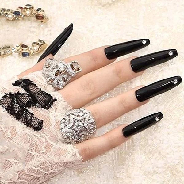 nail gel 24pcs black and green diamonds wear long paragraph fashion manicure patch false nails save time wearable, Red;pink
nail gel 24pcs black and green diamonds wear long paragraph fashion manicure patch false nails save time wearable, Red;pink