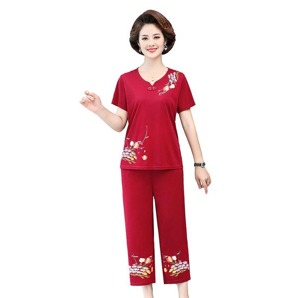 women's tracksuits summer o neck two piece set womens vintage print short sleeve t-shirt & pants sets middle-aged big size loose tracks, Gray
women's tracksuits summer o neck two piece set womens vintage print short sleeve t-shirt & pants sets middle-aged big size loose tracks, Gray