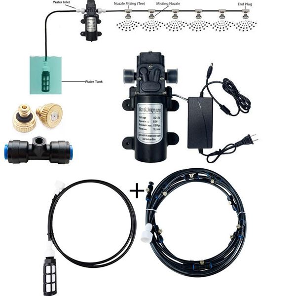 watering equipments 6m-18m 12v dc misting system micro diaphragm water pump sprayer fog nozzles mist cooling black and blue kit
watering equipments 6m-18m 12v dc misting system micro diaphragm water pump sprayer fog nozzles mist cooling black and blue kit