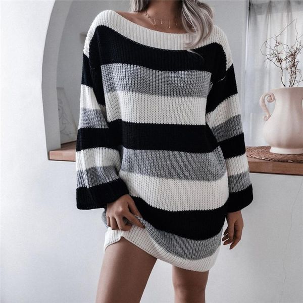 casual dresses female autumn fashion knitting sweater dress stripes slash neck long sleeve round collar straight mini vestidos women, Black;gray
casual dresses female autumn fashion knitting sweater dress stripes slash neck long sleeve round collar straight mini vestidos women, Black;gray