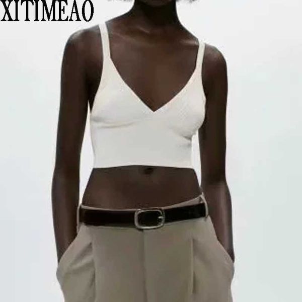 za women sweet fashion cropped solid color knitted blouses vintage backless thin straps female shirts chic 210602, White
za women sweet fashion cropped solid color knitted blouses vintage backless thin straps female shirts chic 210602, White