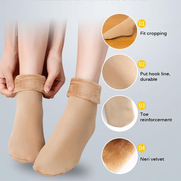 1pair winter warmer women thicken thermal breathable wool cashmere snow socks seamless velvet boots floor sleeping women's sports, Black
1pair winter warmer women thicken thermal breathable wool cashmere snow socks seamless velvet boots floor sleeping women's sports, Black