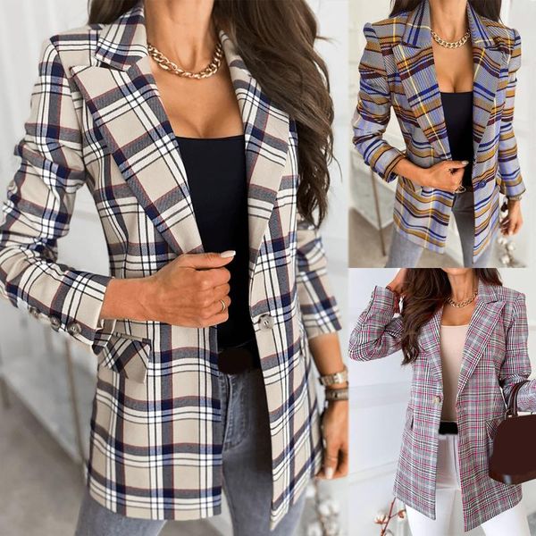 women's suits & blazers women plaid blazer suit jacket fashion autumn and winter clothes coat office ladies checkered 2021, White;black
women's suits & blazers women plaid blazer suit jacket fashion autumn and winter clothes coat office ladies checkered 2021, White;black