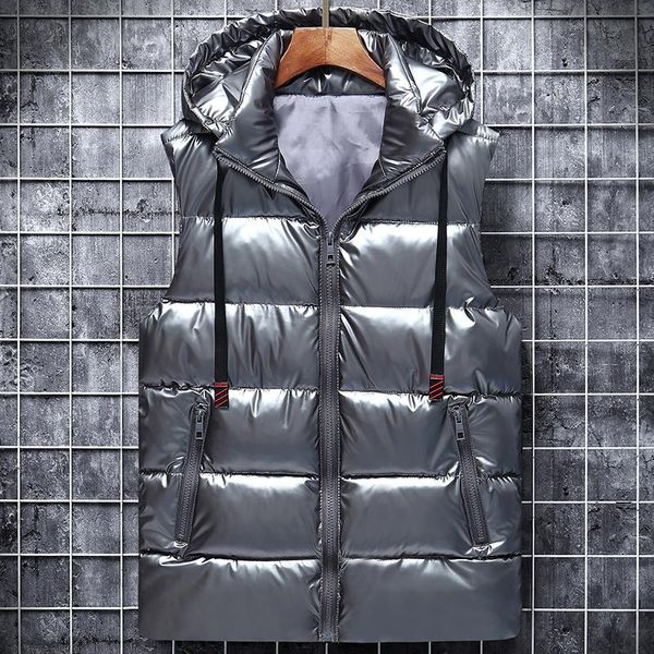 men's vests 2021 winter men cotton vest solid color hooded waistcoat bright windproof waterproof big pockets plus size 4xl, Black;white
men's vests 2021 winter men cotton vest solid color hooded waistcoat bright windproof waterproof big pockets plus size 4xl, Black;white