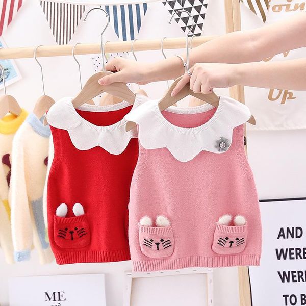 pullover weixinbuy girls lotus leaf collar sleeveless sweater winter cute cotton kids vest cartoons fashion autumn baby clothing 0-4t, Blue 
pullover weixinbuy girls lotus leaf collar sleeveless sweater winter cute cotton kids vest cartoons fashion autumn baby clothing 0-4t, Blue