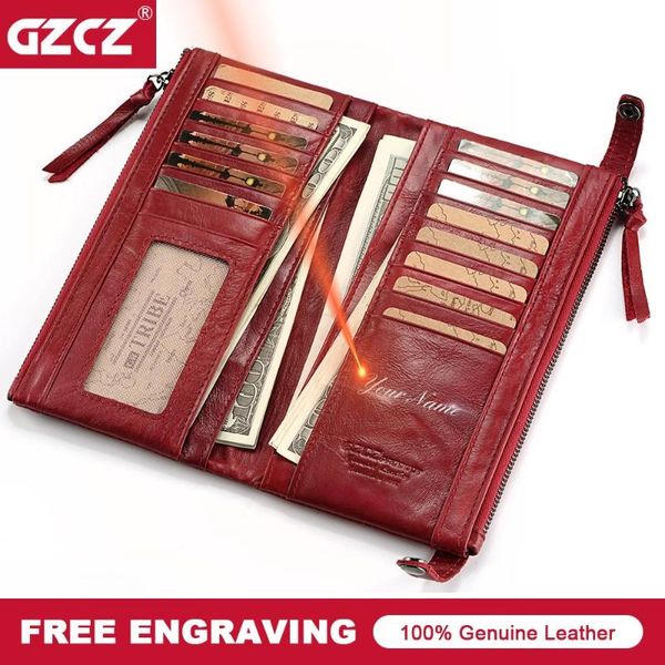 wallets gzcz card holder women wallet female genuine leather zipper purse portomonee walet lady gift long handy clutch money bag perse, Red;black
wallets gzcz card holder women wallet female genuine leather zipper purse portomonee walet lady gift long handy clutch money bag perse, Red;black