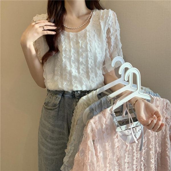 women's blouses & shirts shirt french temperament round neck short-sleeved female design sense niche summer korean style loose top, White
women's blouses & shirts shirt french temperament round neck short-sleeved female design sense niche summer korean style loose top, White
