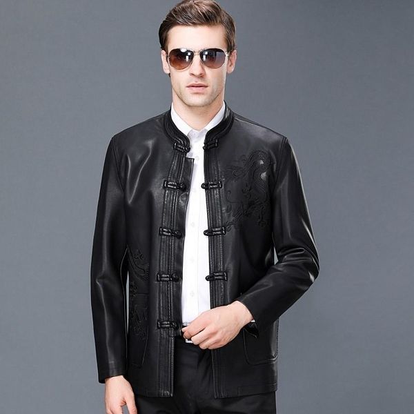 men's fur & faux spring male business leather jacket clothing suit collar single chinese button breasted genuine coat tang, Black
men's fur & faux spring male business leather jacket clothing suit collar single chinese button breasted genuine coat tang, Black