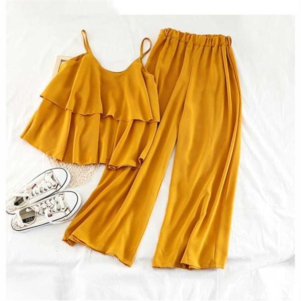 beach two piece sets women outfits summer ruffles short camis blouse elastic high waist pants suits woman chiffon set 210525, White
beach two piece sets women outfits summer ruffles short camis blouse elastic high waist pants suits woman chiffon set 210525, White