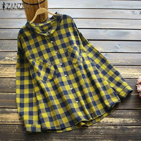 women's blouses & shirts women check 2022 casual long sleeve blusas elegant autumn female button lapel plaid tunic oversized che, White
women's blouses & shirts women check 2022 casual long sleeve blusas elegant autumn female button lapel plaid tunic oversized che, White
