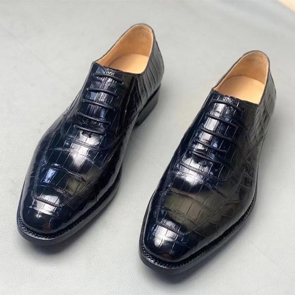 business style authentic crocodile belly skin men lace-up dress shoes genuine real true alligator leather male square toe, Black
business style authentic crocodile belly skin men lace-up dress shoes genuine real true alligator leather male square toe, Black