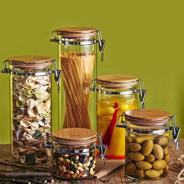 storage bottles & jars 1200ml glass food sealed kitchen with bamboo lids stainless steel buckle transparent container
storage bottles & jars 1200ml glass food sealed kitchen with bamboo lids stainless steel buckle transparent container